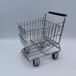 World Market Mini Shopping Cart Fun Decor Vintage Chrome Collectible with Tags
